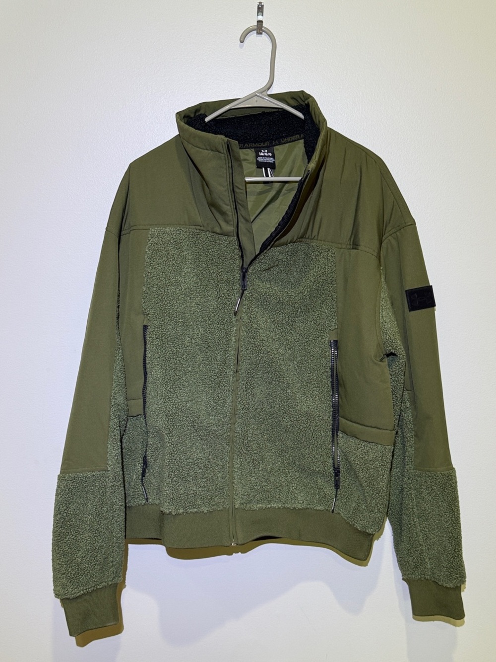 Men's Olive Green Fleece Hybrid Jacket - Under Armour - Like New